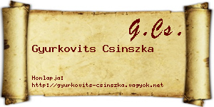 Gyurkovits Csinszka névjegykártya